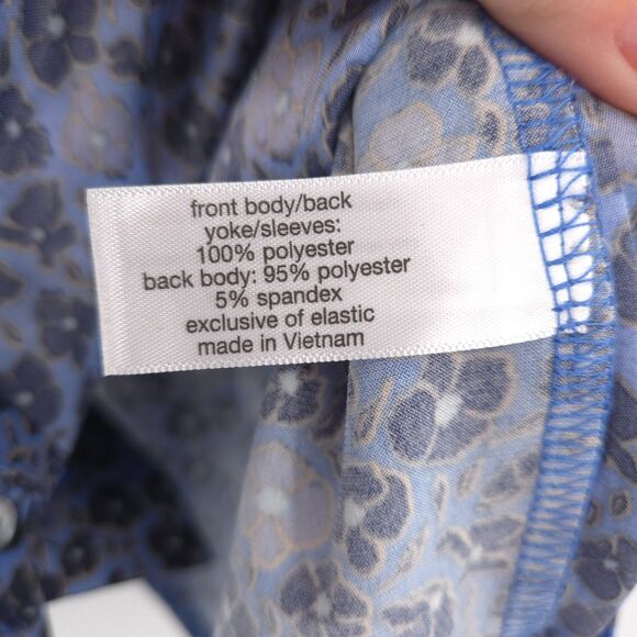 Lane Bryant floral satin button up tunic top Plus Size 18/20 blue woven & knit - Picture 7 of 9